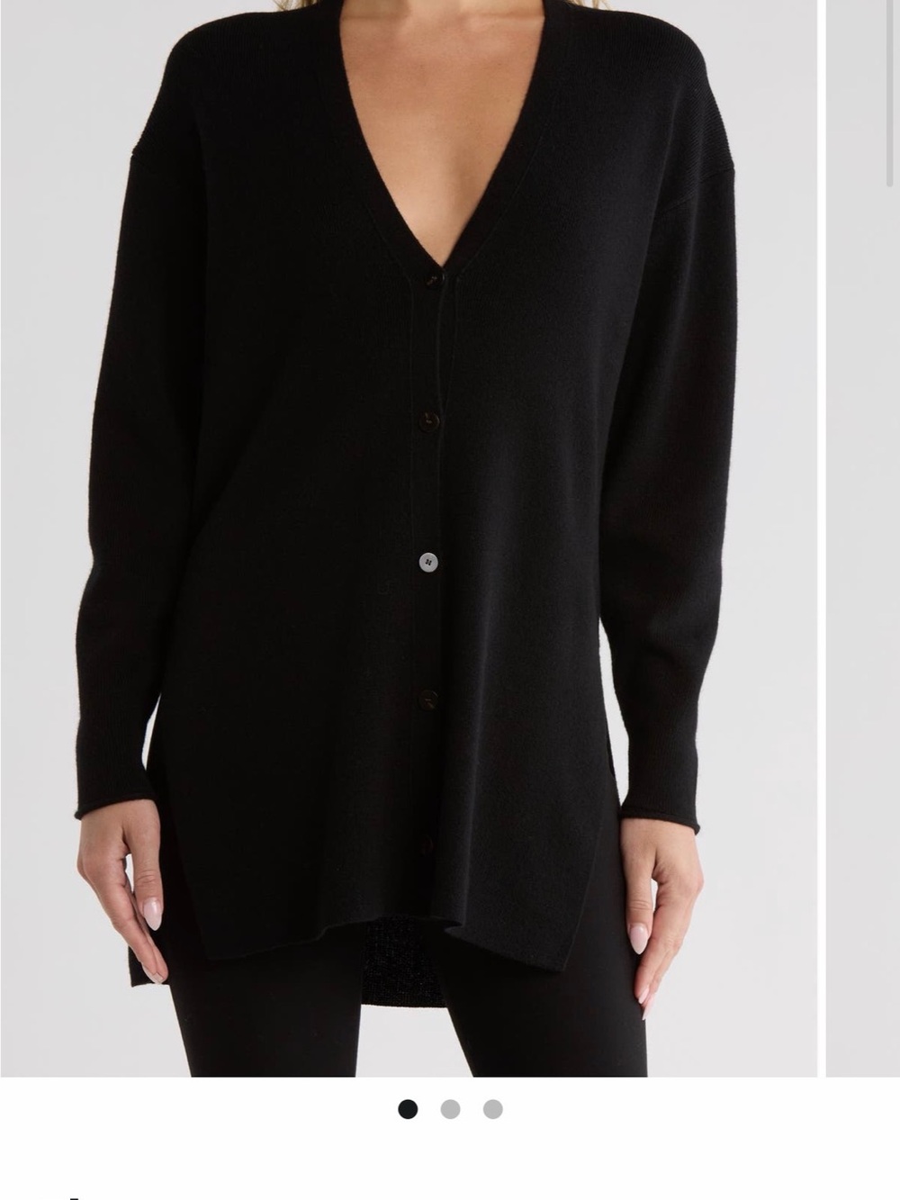 Theory Black V-Neck Button-Front Women's Sweater